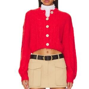 Free People Willow Cardi Fiery Red Combo
